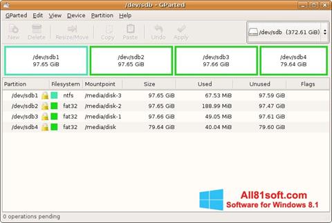Screenshot GParted per Windows 8.1