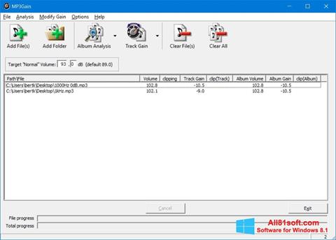 Screenshot MP3Gain per Windows 8.1