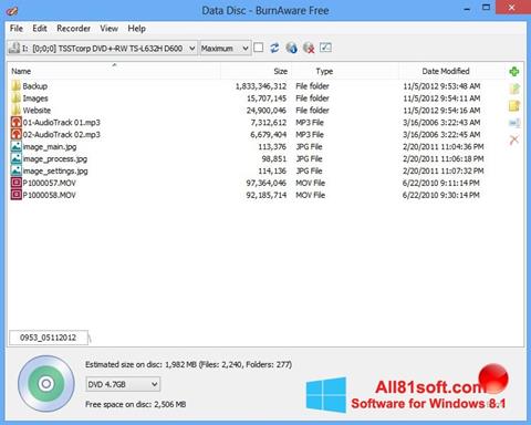 Screenshot BurnAware Free per Windows 8.1