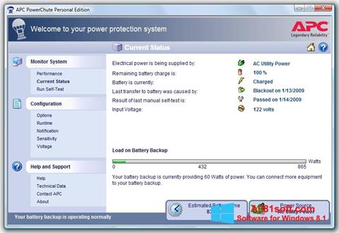 Screenshot PowerChute Personal Edition per Windows 8.1