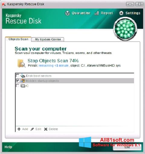 Screenshot Kaspersky Rescue Disk per Windows 8.1