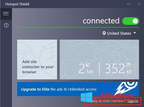 Screenshot Hotspot Shield per Windows 8.1