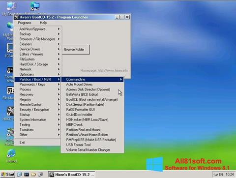 Screenshot Hirens Boot CD per Windows 8.1