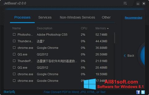 Screenshot JetBoost per Windows 8.1