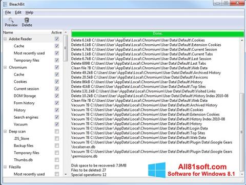 Screenshot BleachBit per Windows 8.1