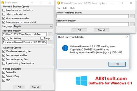 Screenshot Universal Extractor per Windows 8.1