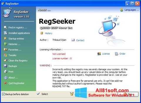Screenshot RegSeeker per Windows 8.1