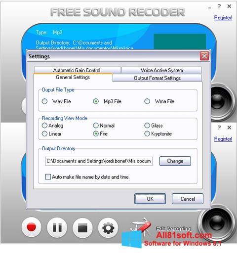 Screenshot Free Sound Recorder per Windows 8.1