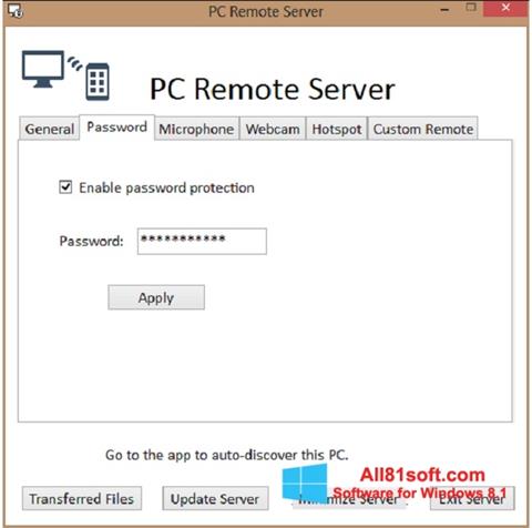 Screenshot PC Remote Server per Windows 8.1