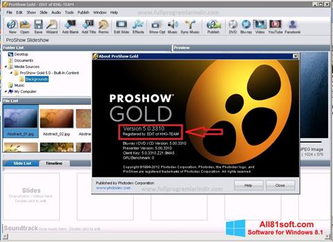 Screenshot ProShow Gold per Windows 8.1