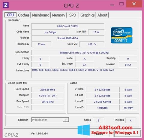 Screenshot CPU-Z per Windows 8.1