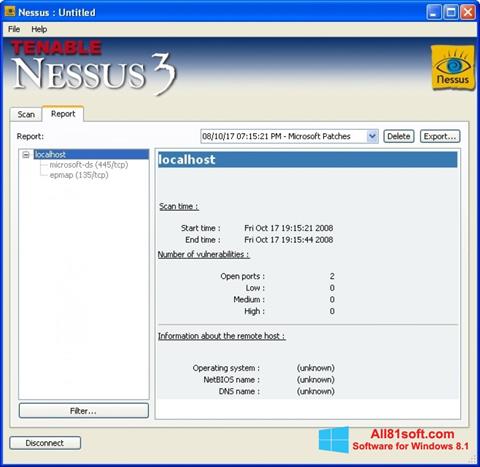 Screenshot Nessus per Windows 8.1