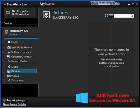 Screenshot BlackBerry Link per Windows 8.1