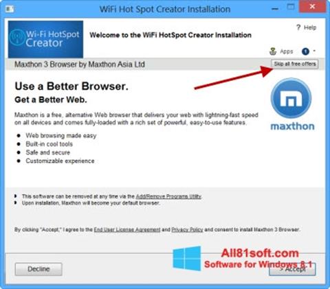 Screenshot Wi-Fi HotSpot Creator per Windows 8.1
