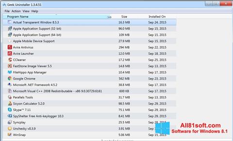 Screenshot Geek Uninstaller per Windows 8.1