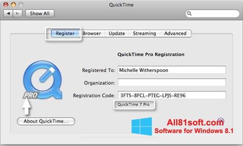 Screenshot QuickTime Pro per Windows 8.1