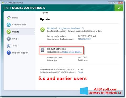 Screenshot ESET NOD32 per Windows 8.1