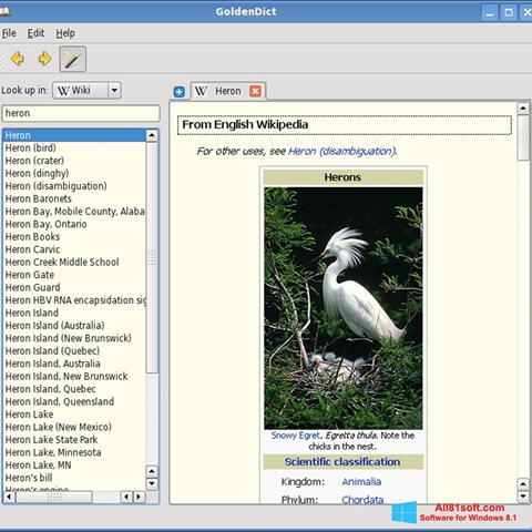 Screenshot GoldenDict per Windows 8.1