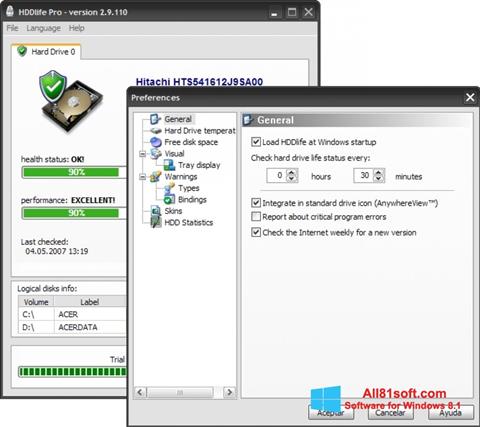 Screenshot HDDlife per Windows 8.1