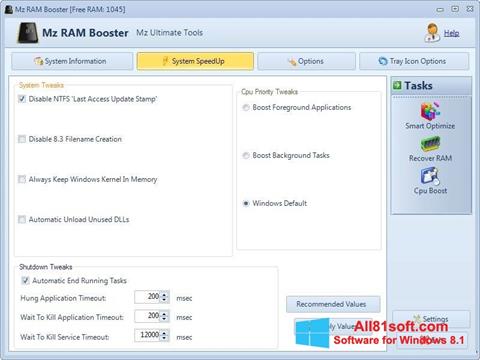 Screenshot Mz RAM Booster per Windows 8.1