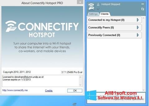 Screenshot Connectify Hotspot per Windows 8.1