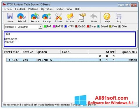 Screenshot Partition Table Doctor per Windows 8.1