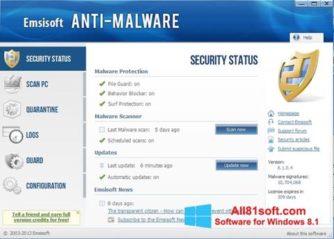 Screenshot Emsisoft Anti-Malware per Windows 8.1