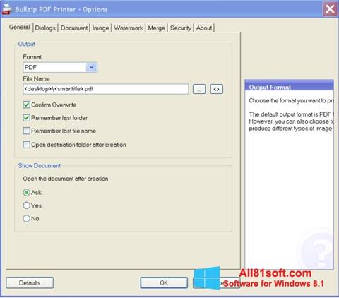 Screenshot BullZip PDF Printer per Windows 8.1