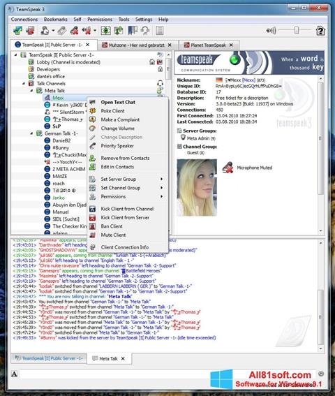 Screenshot TeamSpeak per Windows 8.1