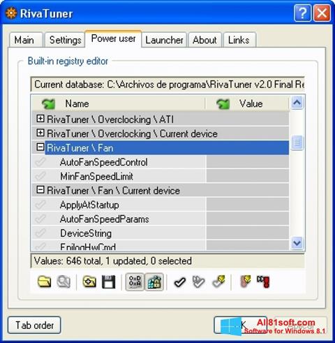 Screenshot RivaTuner per Windows 8.1