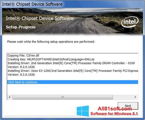 Screenshot Intel Chipset Device Software per Windows 8.1