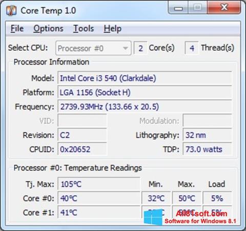 Screenshot Core Temp per Windows 8.1