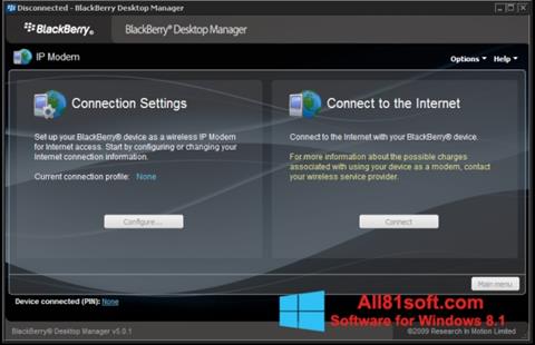 Screenshot BlackBerry Desktop Manager per Windows 8.1