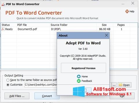 Screenshot PDF to Word Converter per Windows 8.1