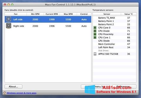 Screenshot Macs Fan Control per Windows 8.1