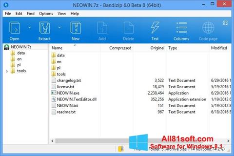 Screenshot Bandizip per Windows 8.1