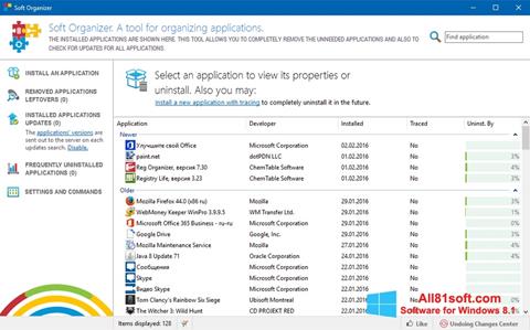 Screenshot Soft Organizer per Windows 8.1