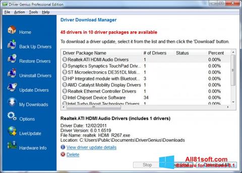 Screenshot Driver Genius Professional per Windows 8.1