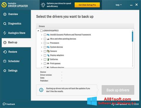 Screenshot Auslogics Driver Updater per Windows 8.1