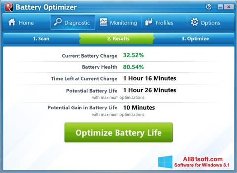 Screenshot Battery Optimizer per Windows 8.1