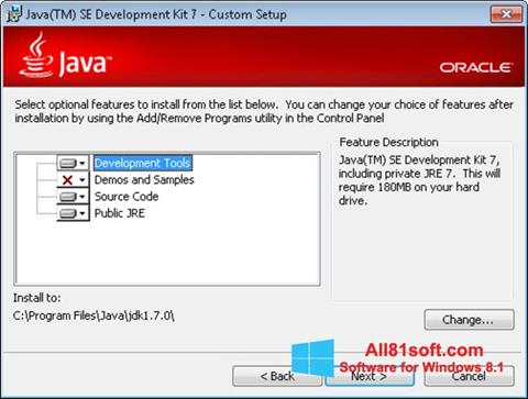 Screenshot Java Development Kit per Windows 8.1