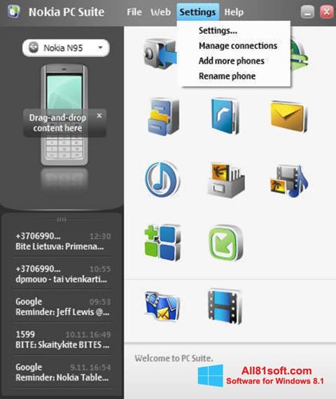 Screenshot Nokia PC Suite per Windows 8.1