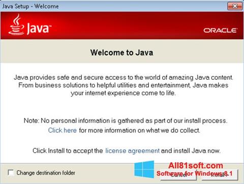 Screenshot Java Runtime Environment per Windows 8.1
