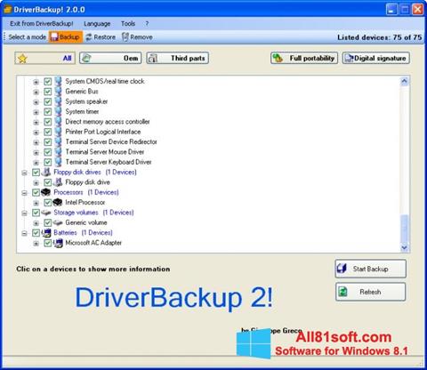 Screenshot Driver Backup per Windows 8.1