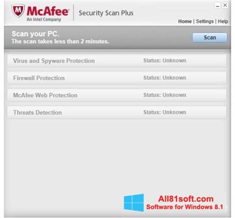 Screenshot McAfee Security Scan Plus per Windows 8.1